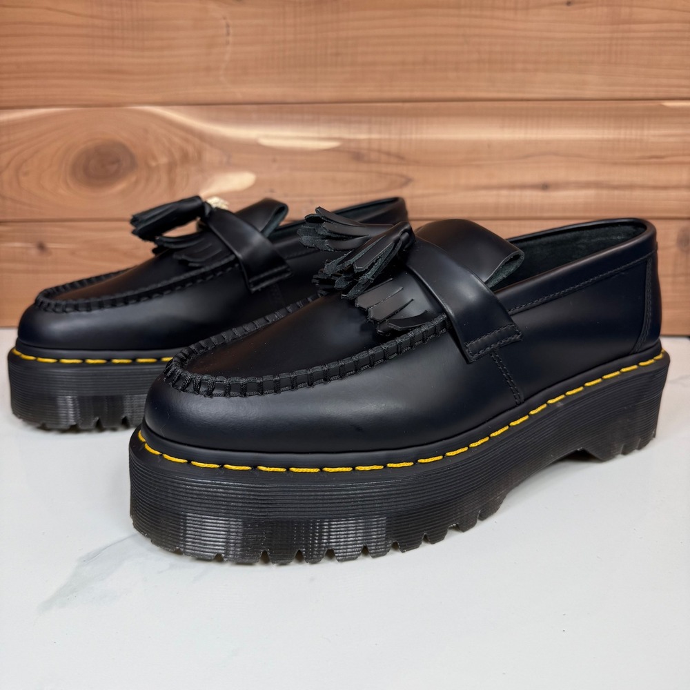 Dr Martens Women's Adrian Quad Black Leather Platform‎ Loafer Shoes size 9 - Picture 2 of 16